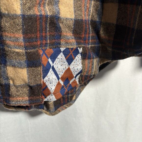 VTG Ponderosa Wool‎ Blnd Plaid Rugged Button Shirt Mens XL Outdoor Brown PATCHED - Picture 3 of 6